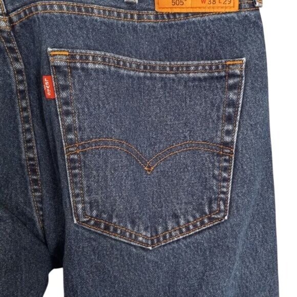 Levis 505 Size 38x29 Mens Regular Fit Straight Leg Jeans Blue Denim Classic 2018 - Picture 7 of 11